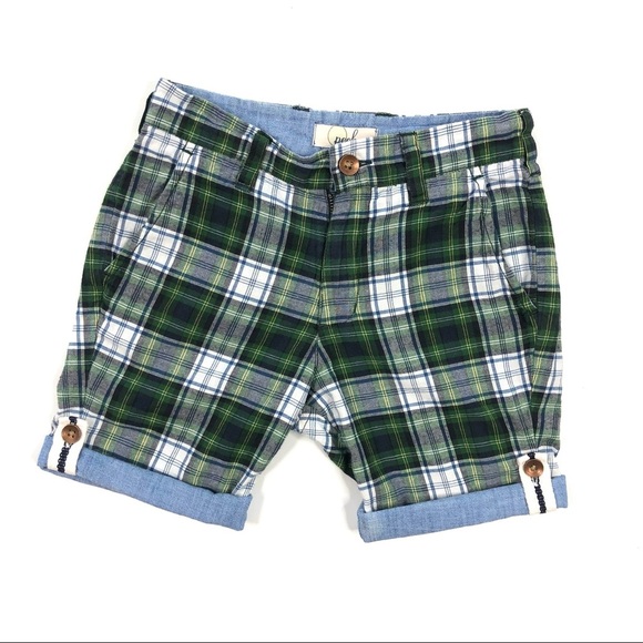 Peek Other - Peek plaid white blue green shorts boy 6